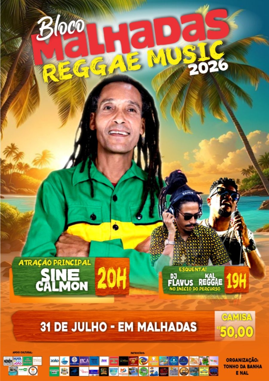 Bloco Malhadas Reggae Music confirma Sine Calmon como atração principal da edição 2026