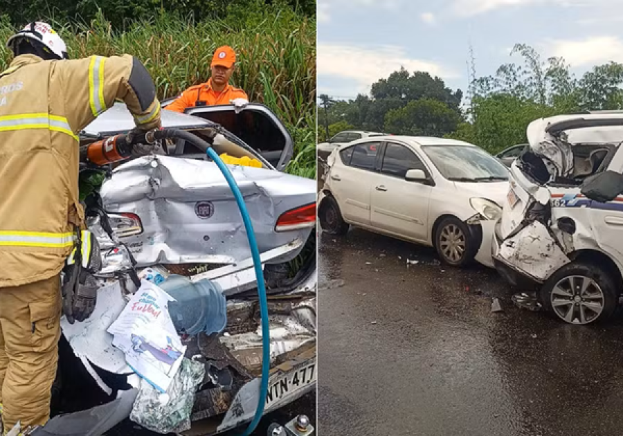 Engavetamento envolvendo 13 veículos interdita a BR-324 em Simões Filho