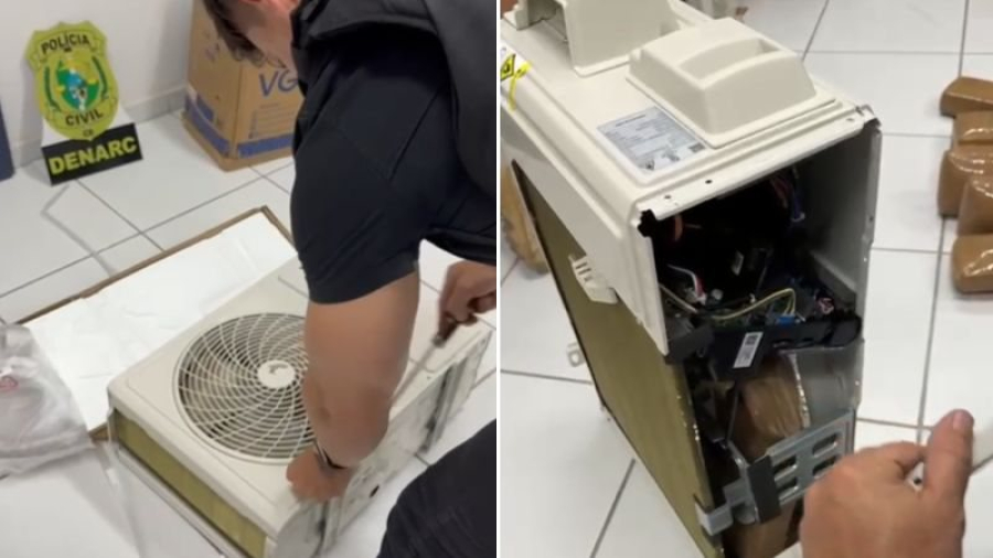 Vídeo mostra polícia encontrando mais de 30kg de 'supermaconha' em aparelhos de ar-condicionado; assista