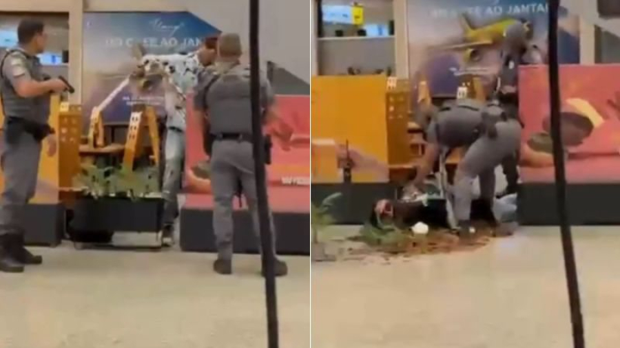 Homem armado com espada causa pânico em aeroporto e acaba imobilizado com arma de choque; veja vídeo