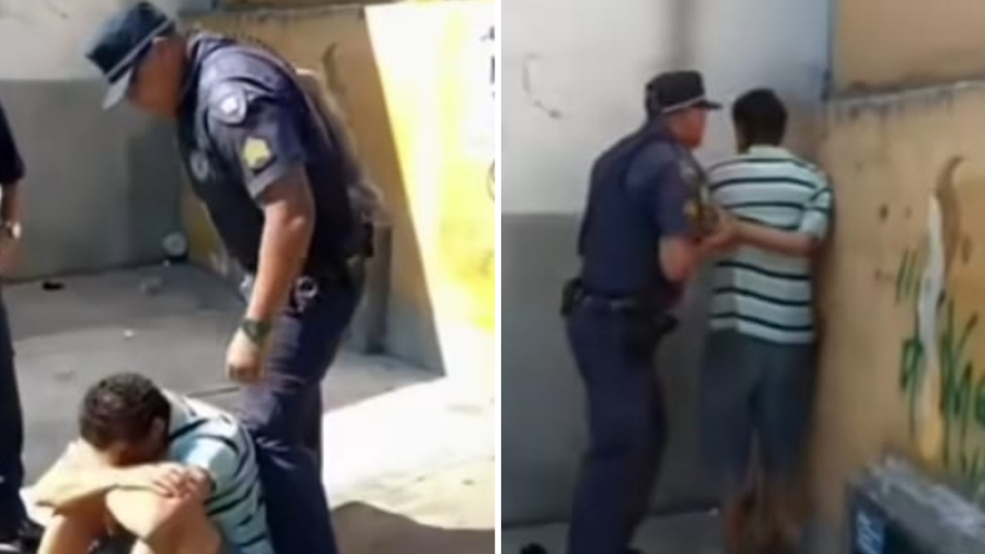 Guarda municipal é flagrado agredindo morador de rua; vítima tem fratura e vai passar por cirurgia