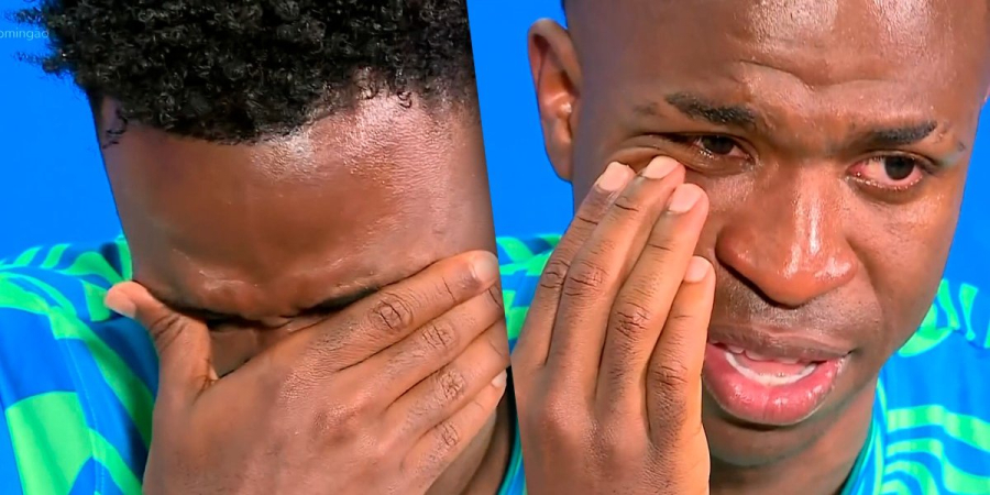Vini Jr. chora ao ouvir mensagem emocionante da avó no Domingão