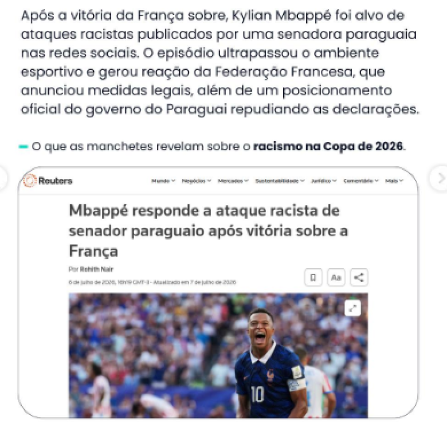Reação ao racismo contra jogadores negros na Copa vai além do futebol