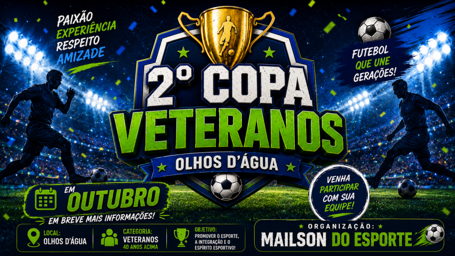 Segunda Copa de Veteranos de Olhos D’Água será realizada a partir de outubro