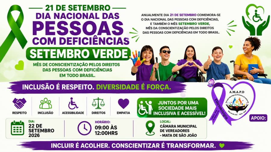 Mata de São João terá programação em alusão ao Dia Nacional das Pessoas com Deficiência